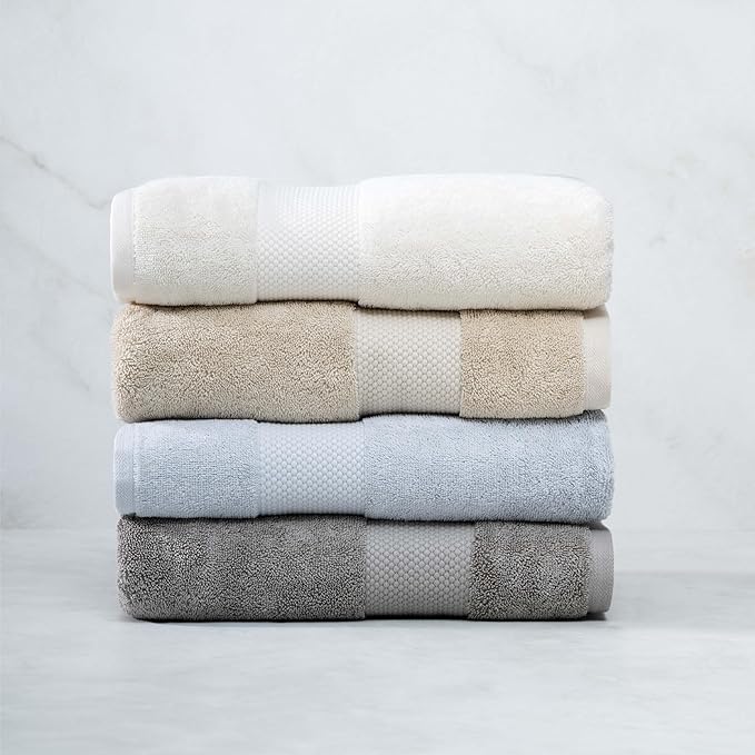 Farm to Home 100% Organic Bath Towel Set of 6 – GOTS & Oeko-TEX Certified Organic Cotton, Soft, Ultra Absorbent, Quick Dry - Includes 2 Bath Towels, 2 Hand Towels, 2 Washcloths - Sand