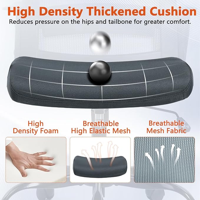 CLATINA Ergonomic Office Desk Chair - Mesh Office Chair with Adjustable Lumbar Support, Rolling Comfortable Computer Task Chairs with Arms for Home Conference-Gray, 6 Pack