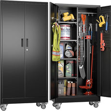 SUXXAN Broom Closet Storage Cabinet with Wheels 61.6