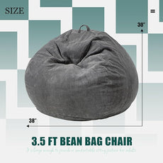 Hobestluk 3.5FT Bean Bag Chair Large Bean Bag with Filler Included Bean Bag Chairs for Adults Teardrop Bean Bag Chair with Removable Cover for Bedroom Living Room - (Large, Grey)