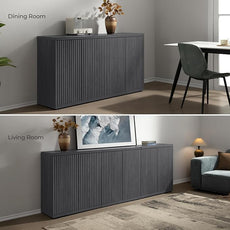 SICOTAS Buffet Cabinet with Storage Accent Sideboard Modern Credenza with Doors & Shelves Fluted Media Console Mid Century Coffee Bar Table for Living Room Kitchen Dining Room Hallway