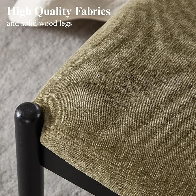 DUOMAY 55'' Modern Ottoman Bench, Chenille Upholstered Entryway Bench Bedroom Bench with Wood Legs, End of Bed Bench for Bedroom, Living Room, Corners, Kitchen, Green