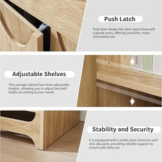 Sideboard Buffet Cabinet with Storage Set of 2, 63” Mid Century Modern Storage Cabinet with Adjustable Shelf and 4 Doors for Dining Room, Living Room,Entry