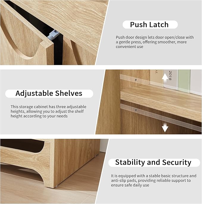 Sideboard Buffet Cabinet with Storage, 31.5” Mid Century Modern Storage Cabinet with Adjustable Shelf and 2 Doors for Dining Room, Living Room,Entry