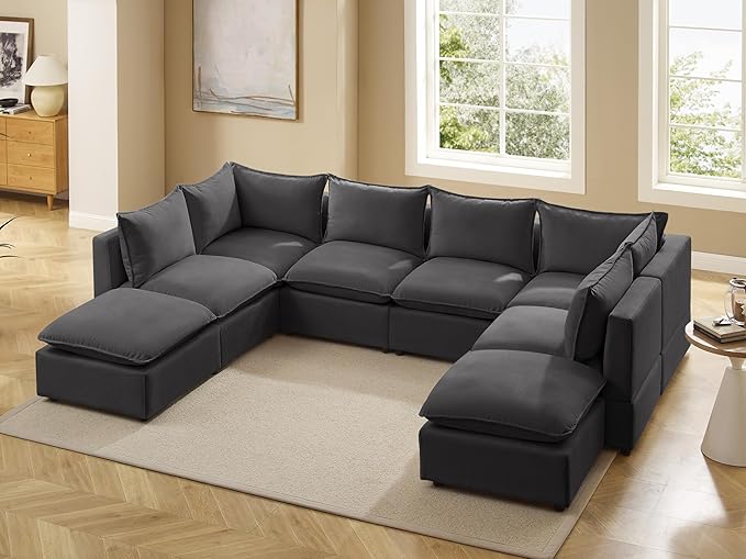 VANOMi Modular Sectional Sofa, 8 Seater Sleeper Sectional Sofa Modular Sectional Couch for Living Room, Sofa Bed-L