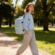 suwasp Vacuum Backpack Travel with Pump, Travel Backpack for Women Men, Vacuum Compression Bags with Laptop Compartment/Shoe Compartment, Personal Item Carry On Backpacks Flight Approved, Light Blue