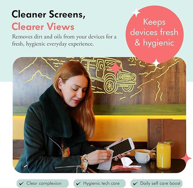 Well-Kept Tech & Lens Wipes - Eyeglass, Screen & Phone Cleaning, Multi-Surface, Lint-Free, Pre Moistened, Streak-Free & Non Scratching - Texas Hold Em, 12 Pack (180 Count)