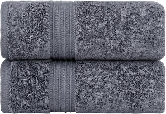 Milara Turkish Super-Plush Bathroom Hand Towels Set 2-Piece | Premium Cotton Hand Towels Set Absorbent, Durable with Hanging Loops | Anthracite (Dark Gray) Hand Towel, (16 x 30 Inches)