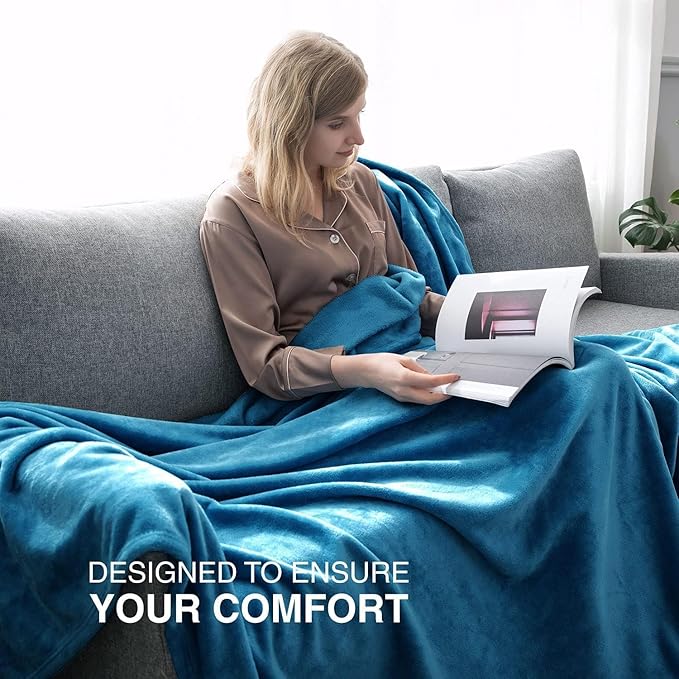 IR Imperial Rooms Fleece Blanket - Super Soft Fluffy Throw Blanket for Sofa and Bed - Warm and Cozy Lightweight 400 GSM Microfiber Bed Throws Blankets, 50 x 60 Inches (Throw/Travel, Teal)