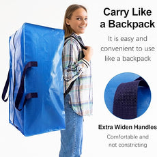 Heavy Duty Extra Large Moving Bags W/Backpack Straps - Strong Handles & Zippers, Storage Totes For Space Saving, Fold Flat, Alternative to Box and Bin (Set of 6, Multicolor)