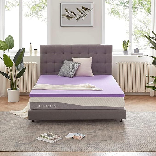 SINWEEK 1.5 Inch Gel Memory Foam Mattress Topper Ventilated Soft Pressure Relieve Mattress Pad, Breathable Bed Topper, CertiPUR-US Certified, Full Size
