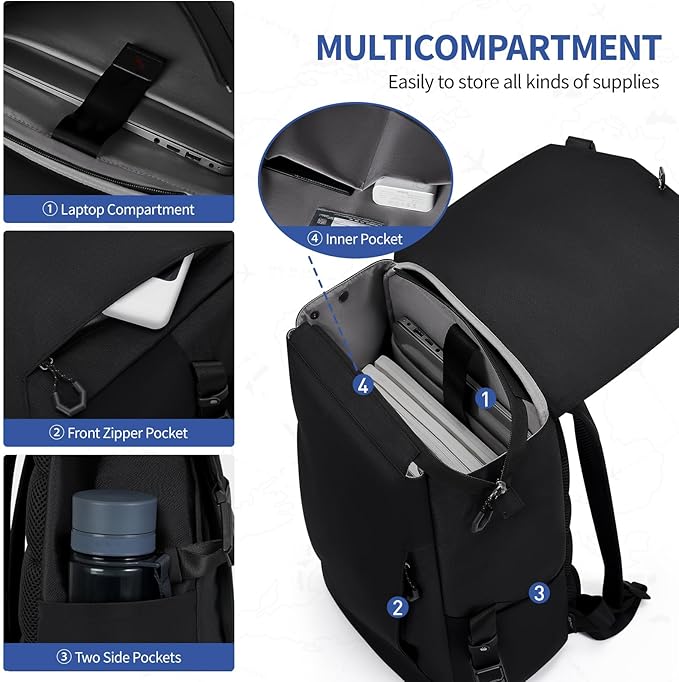 OIWAS Backpack for Men, 16 Inch Laptop Backpack for Men with Magnetic Buckle, Water-Resistant Travel Laptop Backpack