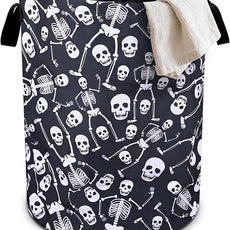 Funny Skull Laundry Basket Foldable Oxford Cloth Tote Bag Laundry Hamper Clothes Storage Bucket Organizer For Bathroom/Laundry Storage/Bedroom 19.6x15.7 Inch