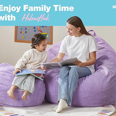 Hobestluk 4.5FT Bean Bag Chair Giant Bean Bag Chair with Filler Included Adult Bean Bag Chairs with Removable Cover for Bedroom Living Room - (Jumbo, Purple)