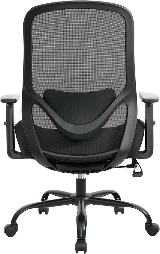 High Back Office Chair, Big and Tall Office Chair Ergonomic Comfy Chair Executive Desk Chair for Heavy Duty People 450Lbs Computer Chair with Adjustable Lumbar Support & Flip-up Arms