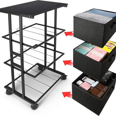 MAX Houser Dresser Storage with 3 Drawers, Fabric Dresser Tower, Vertical Storage Unit for Bedroom, Closet, Office, Black