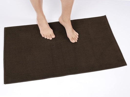 Cotton Paradise 100% Cotton Non Slip Bath Mats for Bathroom, 20x34 inch Soft Absorbent Quick Dry Machine Washable Floor Bath Mat, Brown Bath Rug