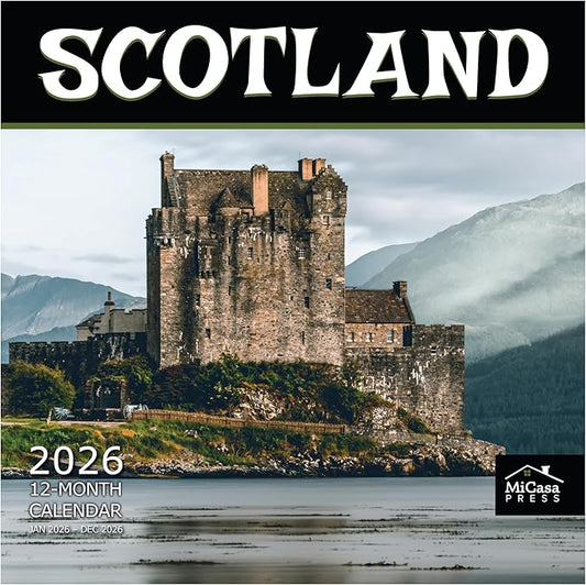 MICASA PRESS Scotland 2026 Wall Calendar 12 Month | 12" x 24" Open | Thick & Sturdy Paper | Holiday Gift | Scottish Castles Travel Calendar 2026