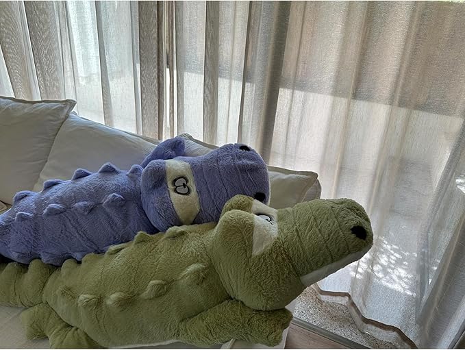 Hofun4U Alligator Plush Pillow, 38 inch Alligator Stuffed Animal, Home Decoration Christmas Valentine’s Birthday Gift for Boys Girls Adults Kids(Blue/Purple)