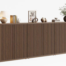 Fluted Buffet Cabinet Sideboard with Storage,Wooden Credenza with 2 Doors&Adjustable Shelve, Modern Accent Cabinets Coffee Bar Bookcase for Living Room,Kitchen Dining Room Entryway 15