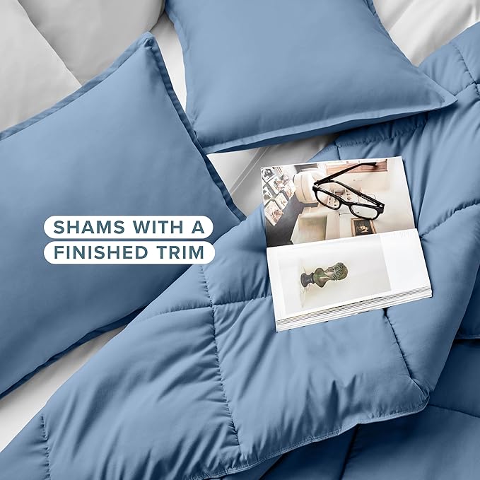 Bare Home Comforter Set - Oversized Queen Size - Ultra-Soft - Goose Down Alternative - Premium 1800 Series - All Season Warmth (Oversized Queen, Coronet Blue)