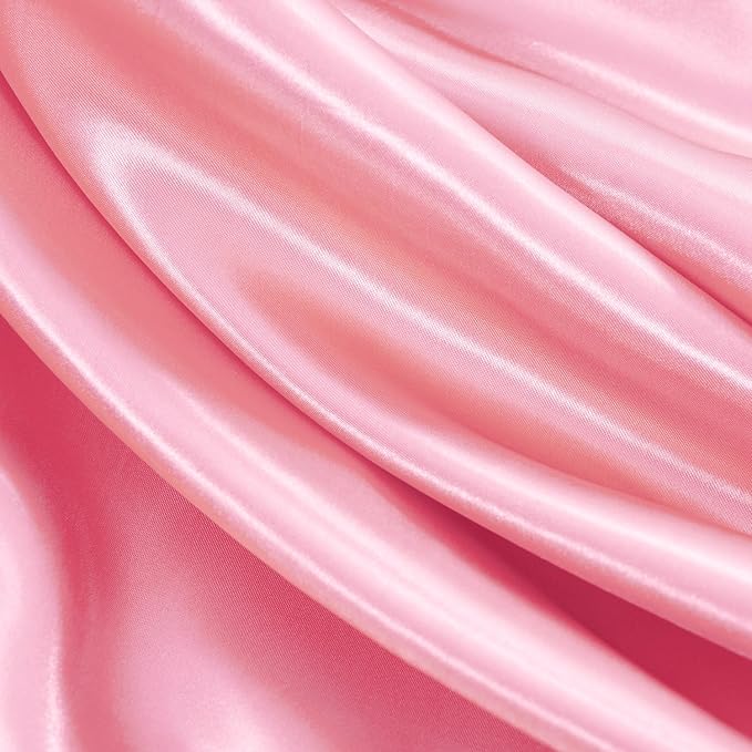 Satin Sheets Twin XL Size - 3 Pieces Luxury Silky Soft Bed Sheets, Wrinkle-Free Light Pink Satin Silk Sheet Set with 1 Deep Pocket Fitted Sheet, 1 Flat Sheet, 1 Pillow Case