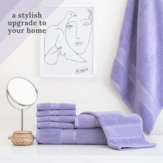 Luzia 8 Piece Bathroom Towel Set - 100% Turkish Cotton, Premium Quality - 2 Bath Towels 2 Hand Towels and 4 Washcloths (Lavender/Purple)