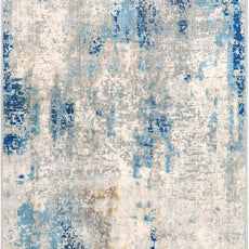 Lahome Modern Abstract Laundry Rug Runner, 2x4.3 Washable Throw Carpet Runner for Entryway, Soft Non-Slip Indoor Mat Runner Rug for Kitchen Master Bedroom Living Room Seat Door, Blue/Yellow/Ivory