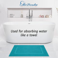 Cotton Paradise 100% Cotton Bath Mats for Bathroom Floor Set of 2 Pack, 20x34 Soft Absorbent Washable Quick Dry Tub Bathmat, Aqua Towel Bath Mat