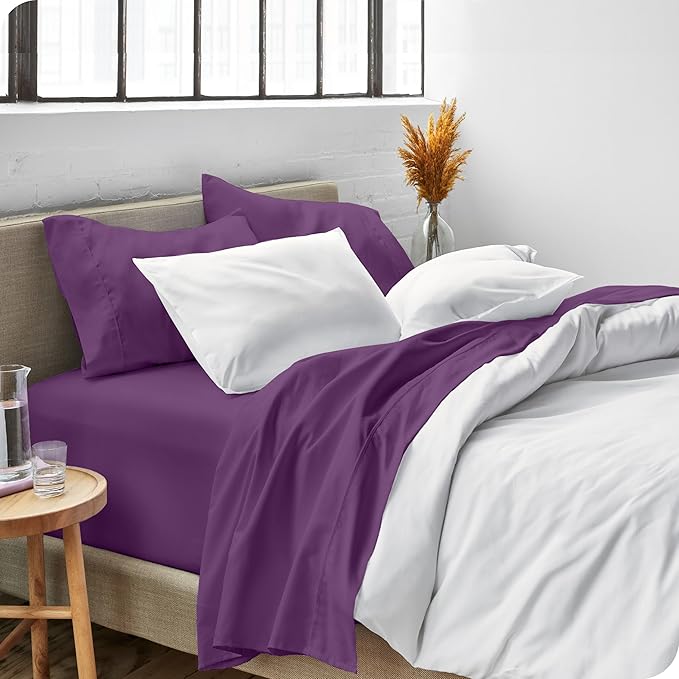 Bare Home Full Sheet Set - Luxury 1800 Ultra-Soft Microfiber - Double Brushed - Deep Pockets - Easy Fit - 4 Piece Set - Bedding Sheets & Pillowcases (Full, Plum) BareHome