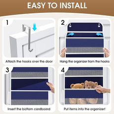 6-Tier Over The Door Organizer Hanging Storage Organizers with Clear Window 40lb Large Capacity Room Organizer for Pantry Bathroom Nursery Closet(Blue)