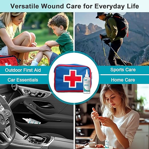 Dimora Portable First Aid Antiseptic Cleanser, OTC Antimicrobial Skin and Wound Cleanser for Cuts, Abrasions, Lacerations, Burns, Skin-Neutral pH – 3-Pack Travel Size, 60mL Each (6oz Total)