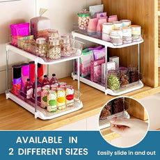 Bathroom Organizers And Storage – With Multipurpose Holder, 2 Sets of 2 Tiers Stackable Under Sink Bathroom Drawer Organizer Multi-Purpose Pantry Organizer And Kitchen Organization With Dividers