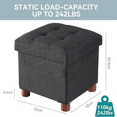 BRIAN & DANY Small Ottoman with Storage, Small Storage Ottoman, Folding Foot Stool with Wood Legs for Living Room and Bedroom Linen Rest Seat, 12.6