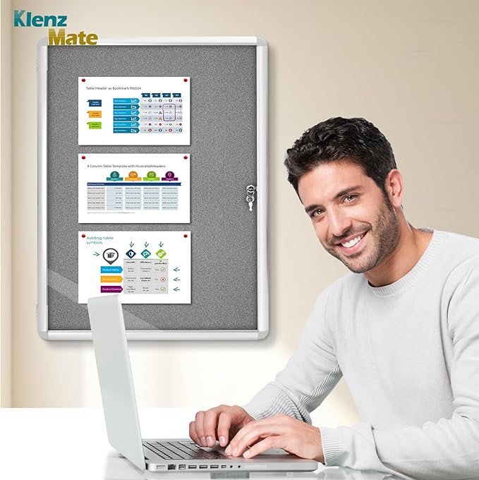38"x28" Enclosed Bulletin Board Tamper-Proof Dispaly Case,Grey Fabric&Aluminium Frame,Shatter Resistant Lockable Bulletin Board with Clear Acrylic Door for School,Office,Mall,Community,Hospital,Church