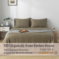Bella Coterie Luxury Bamboo Viscose 34” Split Top King Size Sheet Set | 1 Fitted Sheet for Sleep Number & Adjustable Beds | 100% Organically Grown | Cooling & Soft | 18” Deep Pocket [Olive]