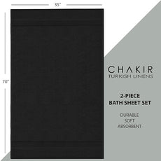 Chakir Turkish Linens, 100% Cotton Premium Quality Turkish Bath Sheets (35''x70'' Large Bath Sheet Towels - Black)