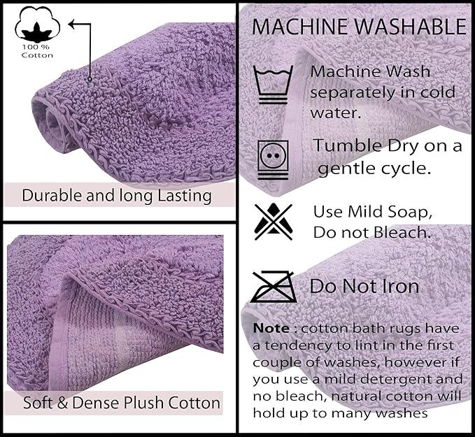 Home Weavers Double Ruffle Collection Absorbent Cotton, Soft Rug, Machine wash Dry, 18"x18", Purple