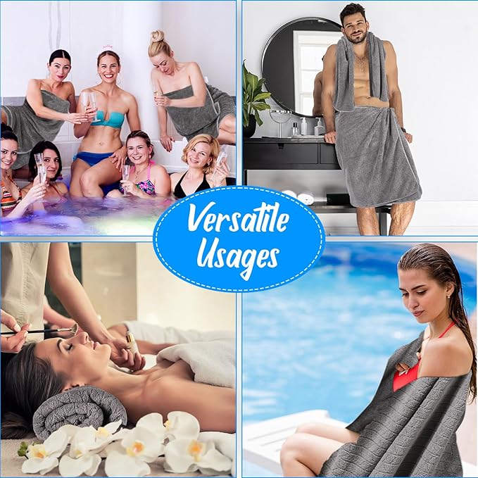 16 Pack Microfiber Bath Towels Bulk 27'' x 60'' Oversized Size Bath Towel Highly Absorbent Extra Large Soft Drying for Shower Beach Winter Salon Sport Gym Party (Wheat,Gray)