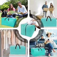 6 Pack Heavy Duty Large Moving Bags W/Backpack Straps - Strong Handles & Zippers, Storage Totes For Space Saving, Fold Flat, Alternative to Moving Box and Storage Bin, Aquamarine