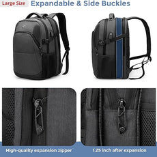 Swissdigital Design Travel Laptop Backpack for Men and Women, 35L Expandable Large College Backpack with USB Charging Port for Fits 17 Inch Notebook, Grey | SD1671-02