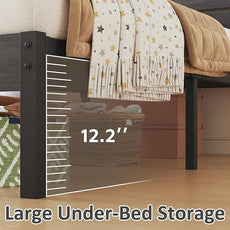 Twin Bed Frame with Headboard and Footboard, Metal Twin Bed Frame with Under Bed Storage, All-Metal Support System, No Box Spring Needed, Easy Assembly,Rustic Grey