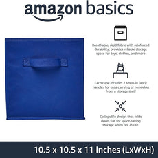 Amazon Basics Cube Organizer Storage Bins Handles, Collapsible Fabric, Pack of 6, 10.5