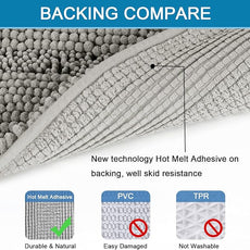 Non Slip Thick Shaggy Chenille Bathroom Rug Mat Set Extra Soft and Absorbent Striped Floor Rugs, 2 Piece, Machine-Washable