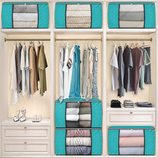 Fab totes 24 Gallons Clothes Storage, Foldable Thick Fabric Blanket Storage Bags, Containers for Organizing Bedroom, Closet, Clothing, Comforter, Organization with Handle (3 Pack,Green)