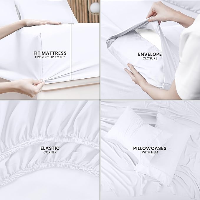 Utopia Bedding King Bed Sheets Set - Pack of 2 Sheet Sets - Perfect for Spa, Hotel, & Guest Bedroom - Brushed Microfiber - Shrinkage and Fade Resistant - Easy Care (White)