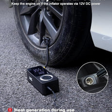 SMART JERRY - Tire Inflator Portable Air Compressor | Cordless Mini Bike Tire Pump with Gauge | Dual-Power Electric 12V Air Compressor for Auto, Motorcycles, Bikes, Balls | Fast Inflation Max 150 PSI