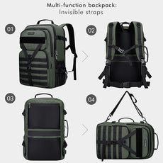 WITZMAN Carry On Travel Backpack for Men Large Convertible 45L Fit 17 Inch Laptop Backpack 3 in 1 Bag for Airline Approved(B688 Army Green)