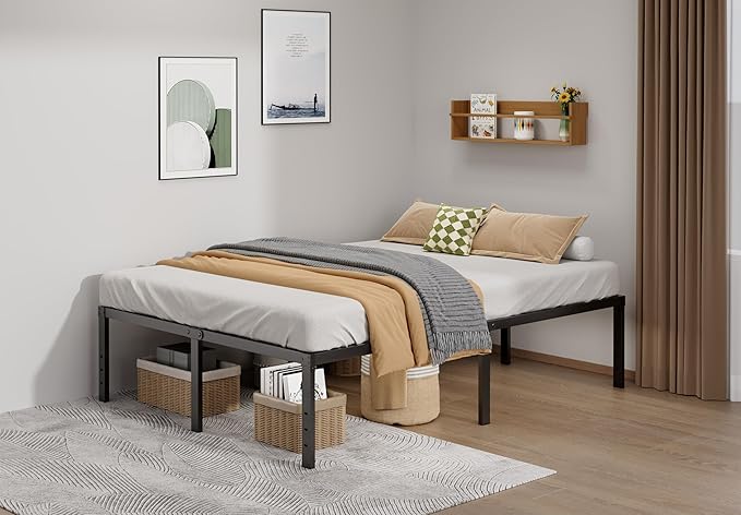 Metal Bed Frame Full Size - 18 Inch Heavy-Duty Full Platform Bed Frame No Box Spring Needed, Easy Assembly, Noise-Free, Sturdy Mattress Foundation, Underbed Storage Space