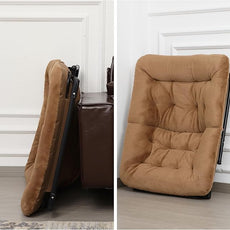 Comfy Saucer Chair for Adults, Soft Faux Fur Bedroom Chair with Ottoman, Accent Dorm Chairs, Living Room Reading Chairs and Footstool, Folding Lounge Seat for Teens, X-Large, Brown